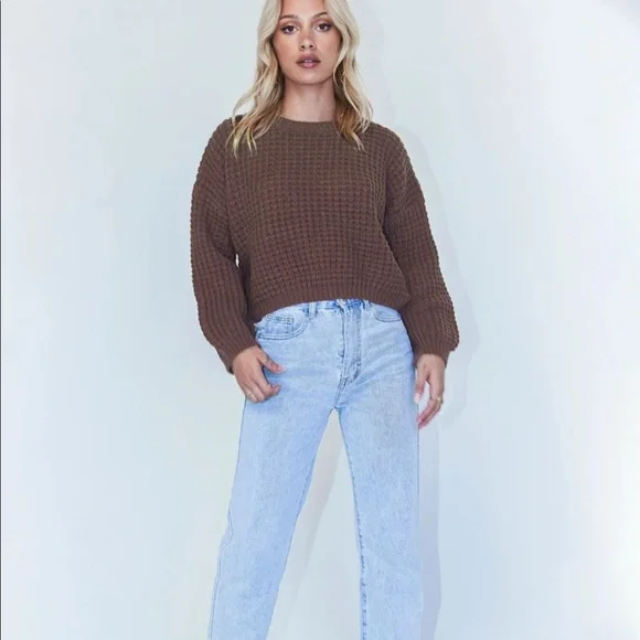 NWT Princes Polly KOBIE BALLON SLEEVE SWEATER BROWNsz S/M - Picture 2 of 6